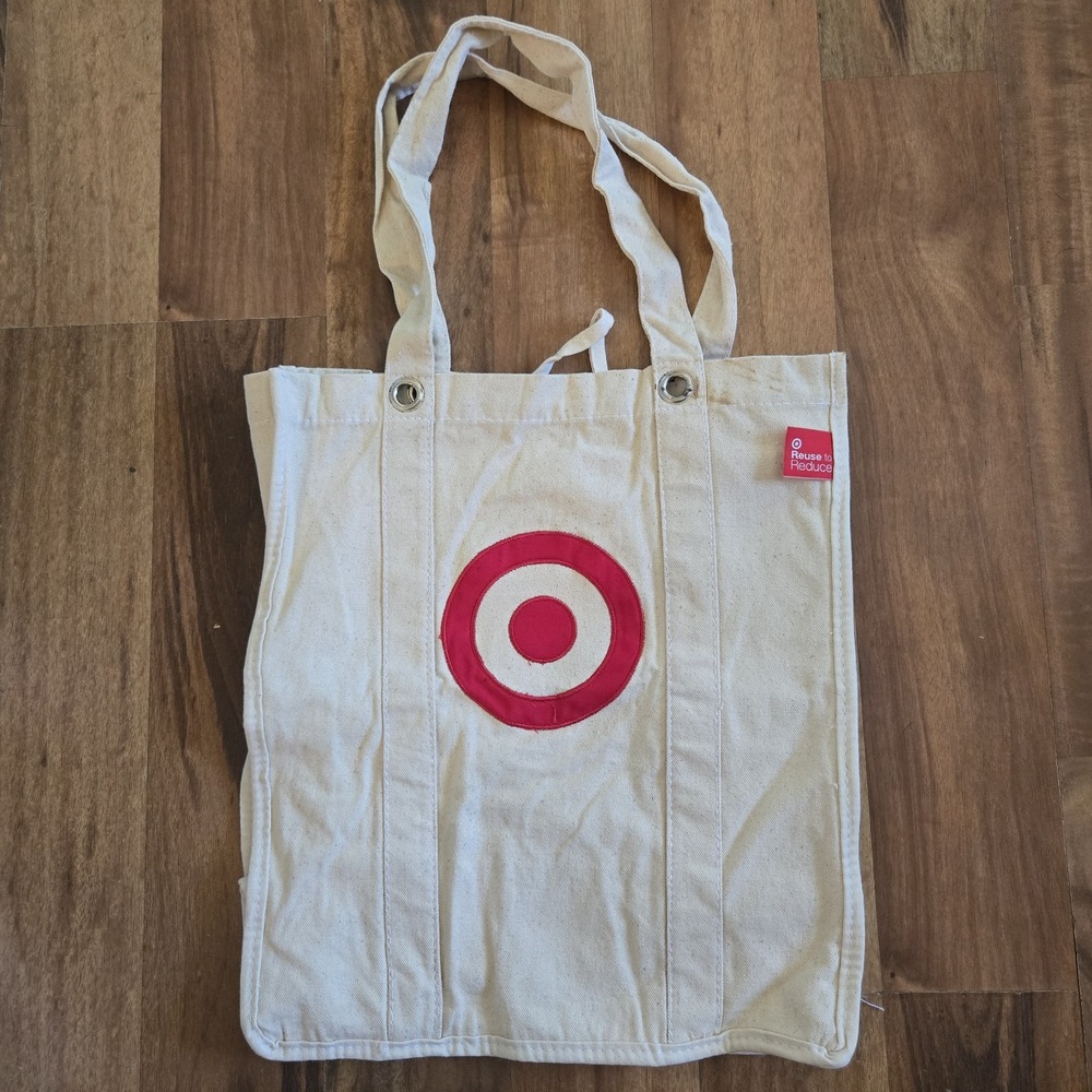 Target Logo Reusable Heavy Duty Cotton Canvas Tote Bag Large Bullseye